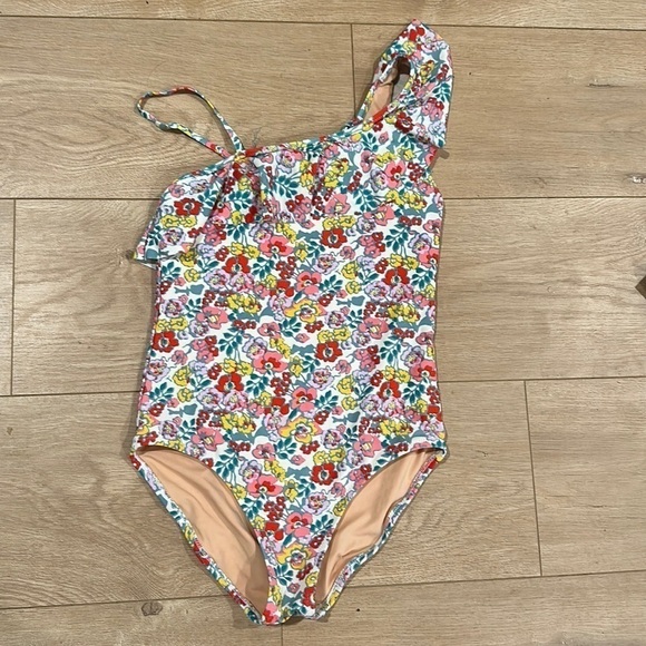 Crewcuts Floral One Piece Swimsuit ruffled 12 Girls - Picture 2 of 7